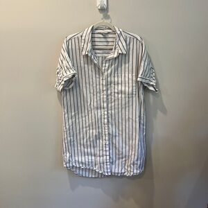 Classic White and Black Striped Women’s Shirtdress